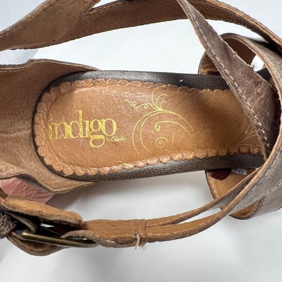 Indigo by Clarks Womens Distressed Leather Strappy Sandal Size 9M - Picture 6 of 9